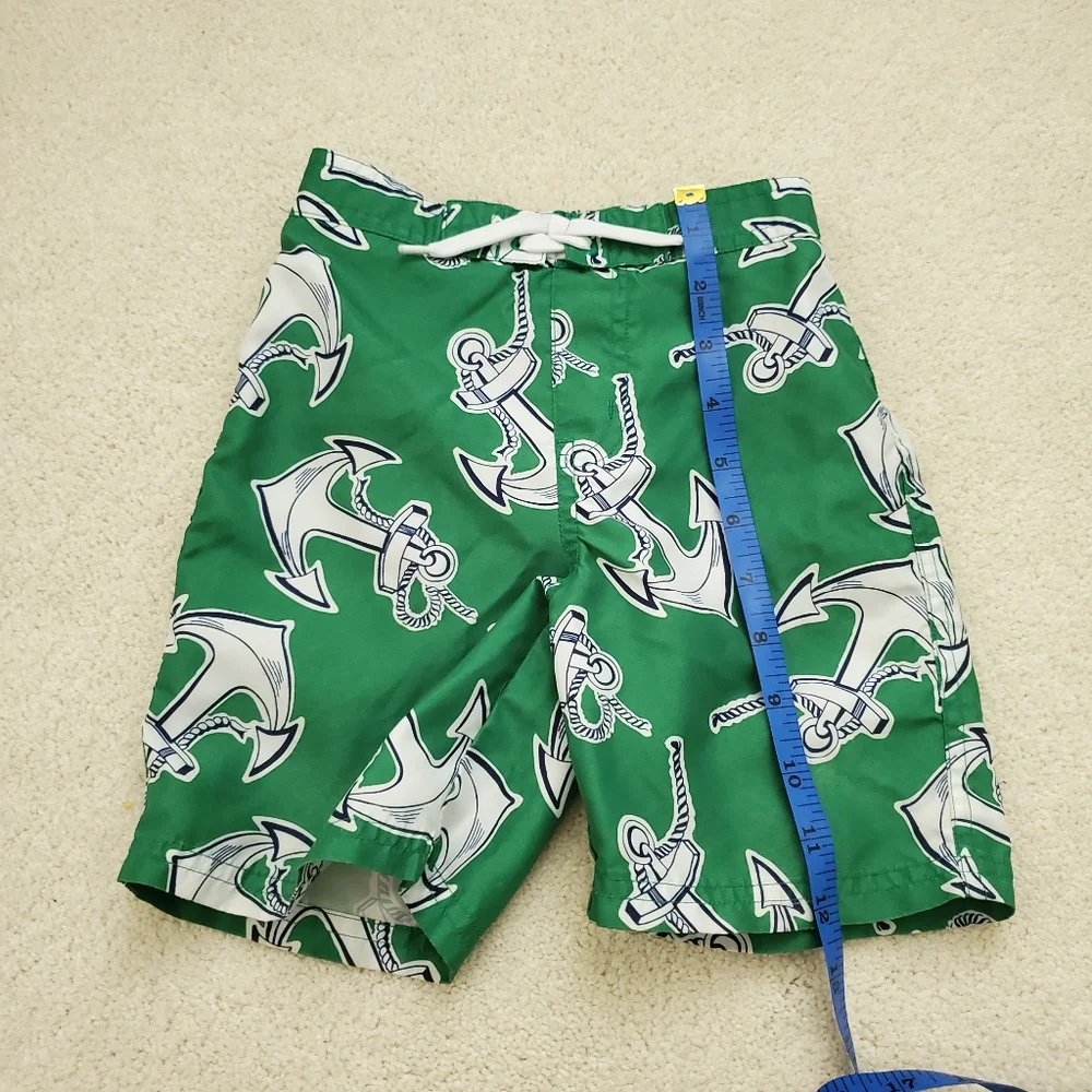 Janie and Jack Boys Swim Trunks Green Anchor Print sz18-24m